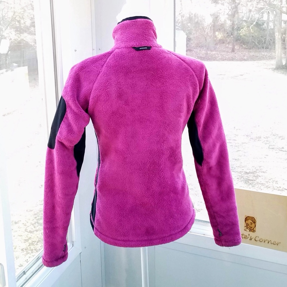 Columbia Dark Raspberry & Black Fast Trek II Fleece Jacket W/ Tech Arm Pocket - Picture 3 of 6